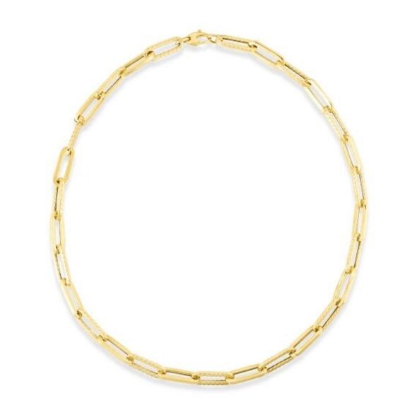 14K Gold Italian Cable Paperclip Chain with Lobster Clasp - Picture 1 of 3